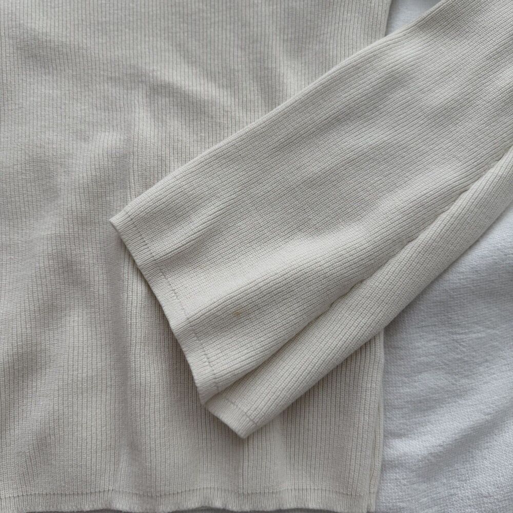 Express Rib-Knit Pullover Sweater Ivory Mock Neck Cold Shoulder Women S - Picture 3 of 6